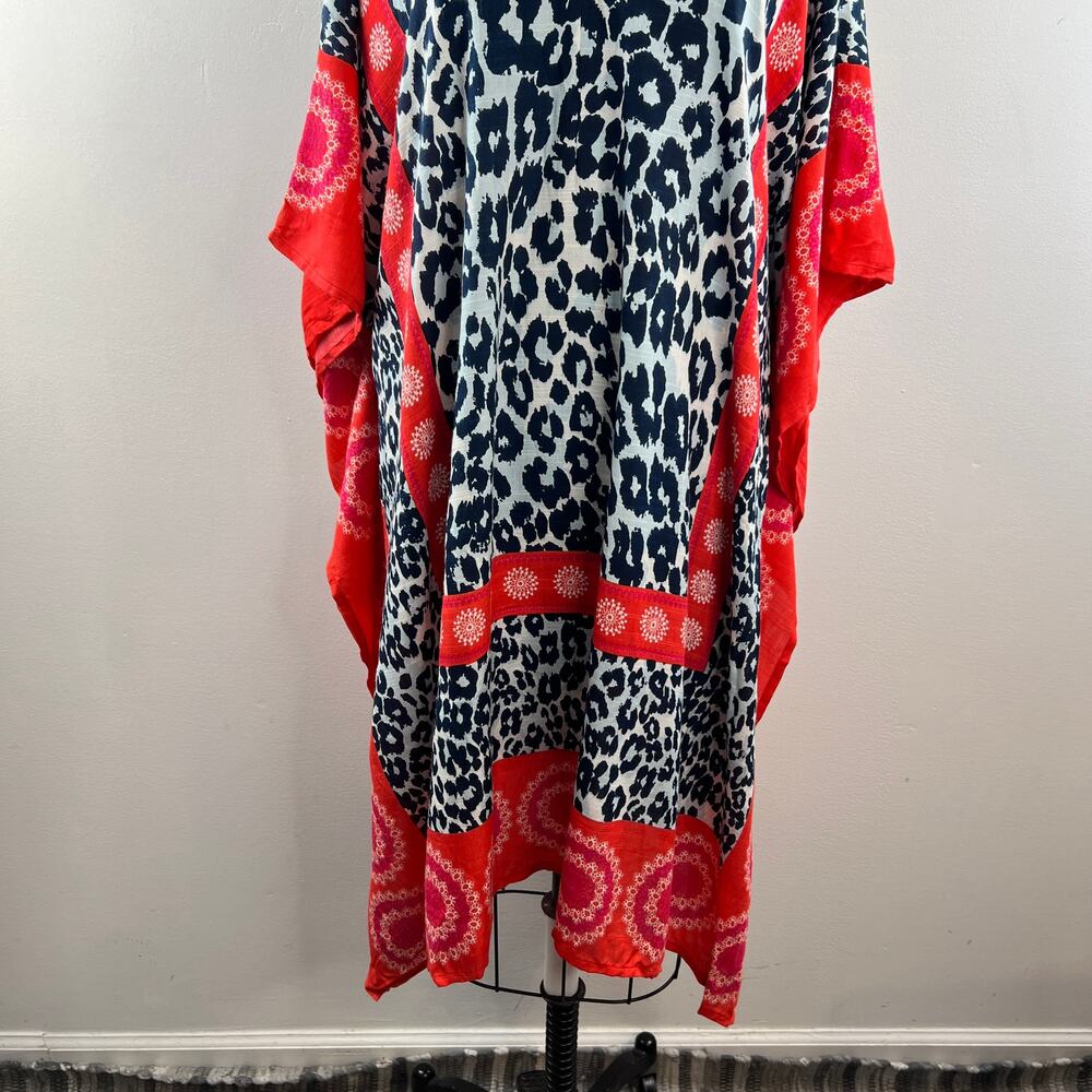 T+C Theodora & Callum Leopard Print Kaftan Red V-… - image 3